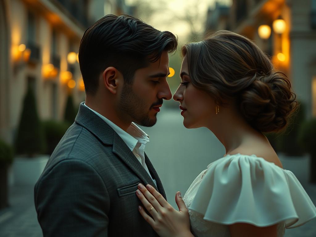 romantic photoshoot in the style of French cinemaфото